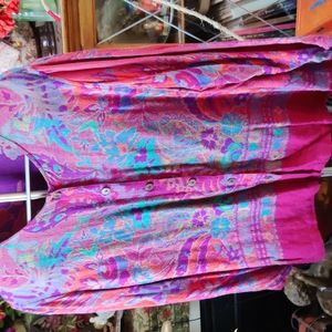 Travel Smith Multi Color Purple Fuschia Turquoise Rayon Jacket